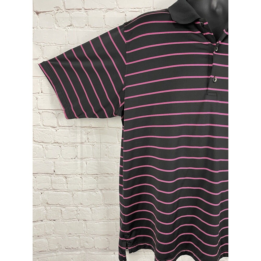 Fairway & Greene "Golfweek" Polo Shirt Men's Black w/Purple Stripes Size XL - Picture 5 of 11
